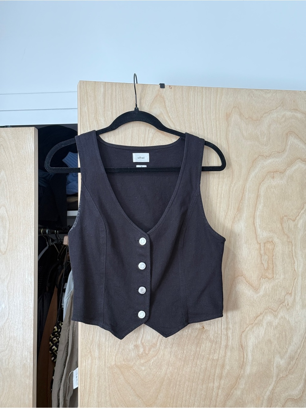 Aritzia Button-Front Black Women’s Top by Wilfred